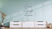 Stickerheld - Muursticker "Live Laugh Love" Quote - Woonkamer - Liefde - Engelse Teksten - Mat Donkergrijs - 64x55cm