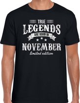 Legends are born in November t-shirt voor heren - zwart - verjaardag in November - cadeau shirt 30, 40, 50, 60 jaar M