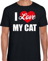 I love my cat / Ik hou van mijn kat / poes t-shirt zwart - heren - Katten liefhebber cadeau shirt XL