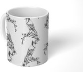 Mok - Koffiemok - Patronen - Vogel - Bloemen - Mokken - 350 ML - Beker - Koffiemokken - Theemok