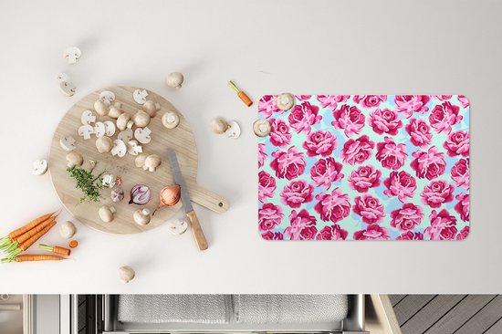 Placemat - Placemats kunststof - Bloemen - Rozen - Patroon - 45x30 cm - 6 stuks - Hittebestendig - Anti-Slip - Onderlegger - Afneembaar