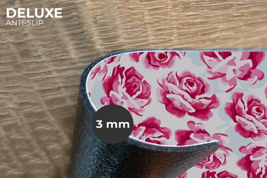 Placemat - Placemats kunststof - Bloemen - Rozen - Patroon - 45x30 cm - 6 stuks - Hittebestendig - Anti-Slip - Onderlegger - Afneembaar