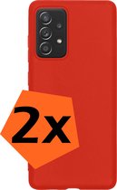 Hoesje Geschikt voor Samsung A33 Hoesje Siliconen Cover Case - Hoes Geschikt voor Samsung Galaxy A33 Hoes Back Case - 2-PACK - Rood