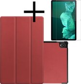 Lenovo Tab P11 Hoesje Case Hard Cover Hoes Book Case + Screenprotector - Donker Rood