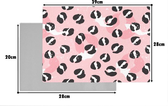 Planche à découper en Verres - 39x28 - Imprimé panthère - Deren - Design - Rose - Planches à découper en Glas