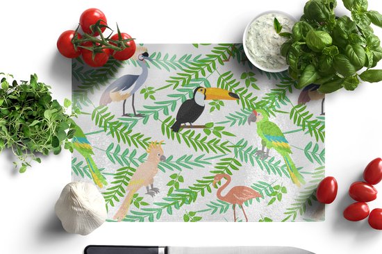Planche à découper en Verres - 39x28 - Jungle - Vogel - Motifs - Planches à découper en Glas