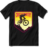 Crosscountry | TSK Studio Mountainbike kleding Sport T-Shirt | Geel - Roze | Heren / Dames | Perfect MTB Verjaardag Cadeau Shirt Maat XL