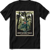 Mountainbike Trails | TSK Studio Mountainbike kleding Sport T-Shirt | Groen | Heren / Dames | Perfect MTB Verjaardag Cadeau Shirt Maat M