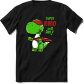 Dino Kinder T-Shirt Jongens / Meisjes  -  Leuk Dinosaurus Cadeau Shirt - grappige Spreuken, Zinnen en Teksten. Maat 122/128