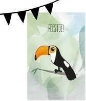 Planet Puk | Luxe uitnodiging set - Toekan | 10 grote kaarten inclusief envelop én sluitsticker! | kinderfeestje | junglefeestje | verjaardagsfeest | themafeest: zomer, tropisch, jungle