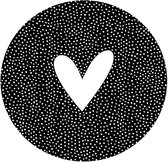 Zoedt muurcirkel - voor buiten - zwart met wit hart en dots - 30cm
