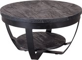 Mangohouten Salontafel Bakersfield Black 65 cm Mahom Industrieel - Kleine tafel van Mangohout & Metaal - Industriële Huiskamertafel
