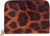 Portemonnee bruine luipaardprint - 14x10cm