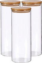Set de 3x bocaux / boîtes de conservation de cuisine de luxe en verre 1800 ml - Avec couvercle hermétique - Dimensions : 10 x 26 cm