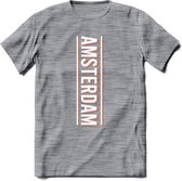 Amsterdam T-Shirt | Souvenirs Holland Kleding | Dames / Heren / Unisex Koningsdag shirt | Grappig Nederland Fiets Land Cadeau | - Donker Grijs - Gemaleerd - M