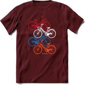 Amsterdam Bike City T-Shirt | Souvenirs Holland Kleding | Dames / Heren / Unisex Koningsdag shirt | Grappig Nederland Fiets Land Cadeau | - Burgundy - XL