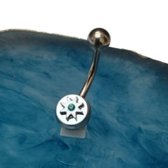 Chirurgisch stalen navelpiercing ster zee blauw zirkonia zilverkleurig