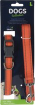 hondenhalsband en riem 100 cm nylon oranje