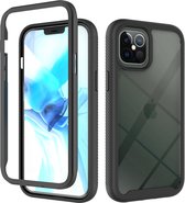 iPhone SE 2022 Full Body Hoesje - 2-delig - Rugged - Back Cover - Siliconen - Case - TPU - Schokbestendig - Apple iPhone SE 2022 - Transparant / Zwart