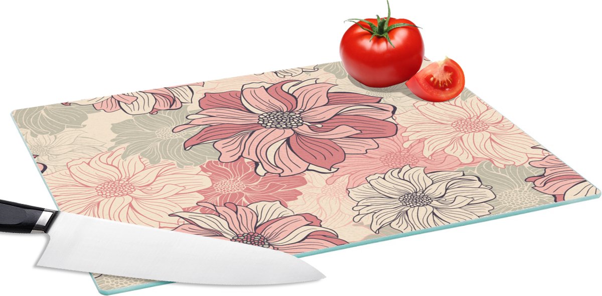 Glazen Snijplank - 39x28 - Patroon - Bloem - Design - Jaren 20 - Snijplanken Glas