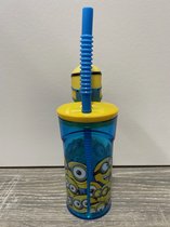 Minions Drinkbeker 360 ml - Groot rietje - Minions Print - Kinderen - School - Lunchset - Cadeau