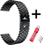 Strap-it stalen schubbenpatroon bandje zwart + toolkit - geschikt voor Samsung Galaxy Watch 3 45mm / Galaxy Watch 1 46mm / Gear S3