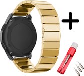 Strap-it bandje metaal goud + toolkit - geschikt voor Samsung Galaxy Watch Active / Active2 / Galaxy Watch 3 41mm / Galaxy Watch 1 42mm / Gear Sport