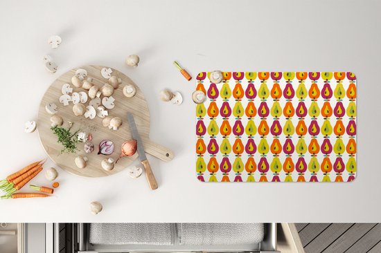 Set de Table - Napperons en Plastique - Rétro - Design - Poire - Fruit - 45x30 cm - 6 pièces - Résistant à la Chaleur - Antidérapant - Pad - Amovible