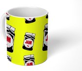 Mok - Koffiemok - Patronen - Jam - Geel - Mokken - 350 ML - Beker - Koffiemokken - Theemok