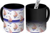 Magische Mok - Foto op Warmte Mokken - Koffiemok - Patroon - Boot - Vogels - Magic Mok - Beker - 350 ML - Theemok