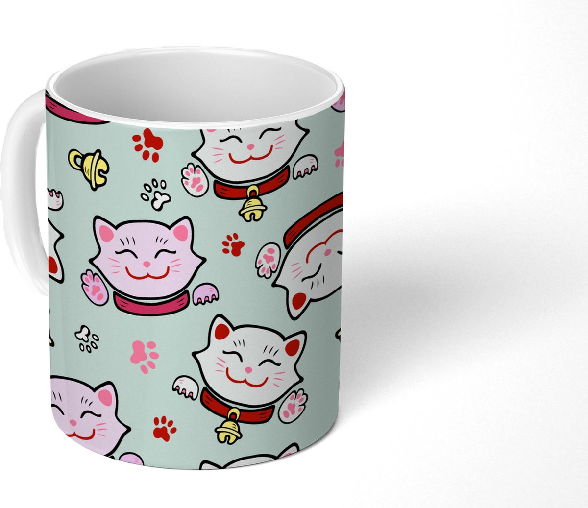 Mok - Koffiemok - Kat - Huisdieren - Patroon - Mokken - 350 ML - Beker - Koffiemokken - Theemok