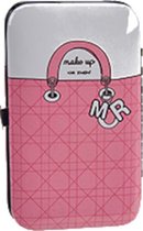 manicureset 8 x 12,5 cm staal wit/roze 8-delig