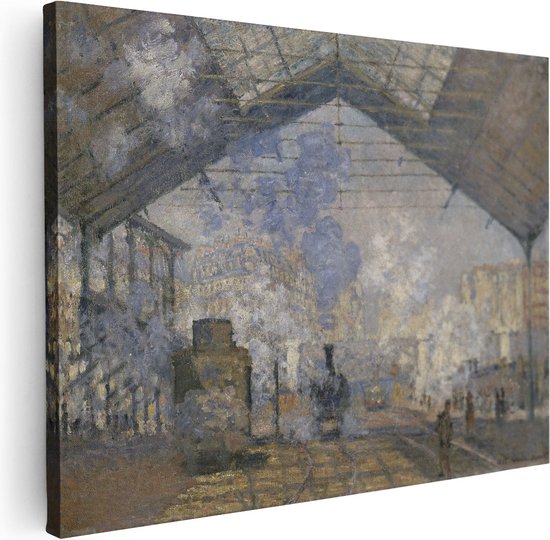 Artaza Canvas Schilderij Het Station van Saint-Lazare - Claude Monet - 40x30 - Klein - Poster Foto op Canvas - Canvas Print