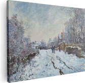 Artaza Canvas Schilderij Sneeuw in Argenteuil - Claude Monet - 40x30 - Klein - Poster Foto op Canvas - Canvas Print
