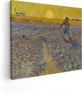 Artaza Canvas Schilderij De Zaaier - Vincent van Gogh - 100x80 - Groot - Kunst - Wanddecoratie Woonkamer