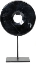 De Marmeren Disc op Standaard | Zwart | L | 26x8x38 | BOB | Voet | Marmer | Steen | Disc | Ornament