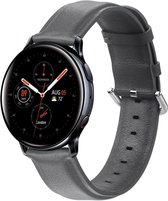 Strap-it Leren smartwatch bandje - geschikt voor Samsung Galaxy Watch Active / Active2 40mm & 44mm / Galaxy Watch 1 42mm / Galaxy Watch 3 41mm / Gear Sport - donkergrijs - Maat: Ma