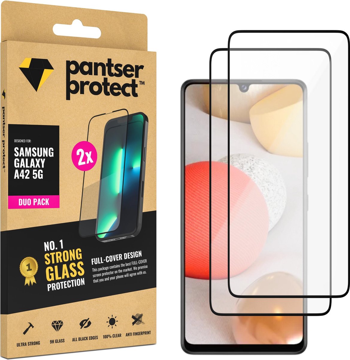 DUO-PACK - 2x Pantser Protect™ Glass Screenprotector Geschikt voor Samsung Galaxy A42 5G - Case Friendly - Premium Pantserglas - Glazen Screen Protector