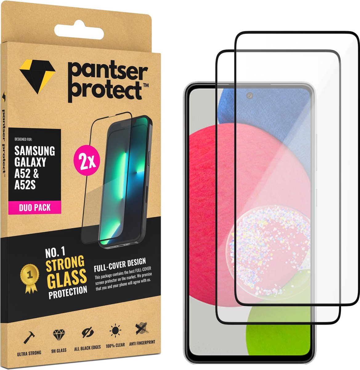 DUO-PACK - 2x Pantser Protect™ Glass Screenprotector Geschikt voor Samsung Galaxy A52 / A52S (5G) - Case Friendly - Premium Pantserglas - Glazen Screen Protector