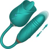 GAVURY GREEN INTENSE VIBRATOR – Mannen en Vrouwen -  Likt en Stotend – 10 Vibratie Standen – Groene Siliconen Vibrator - Clitoris Stimulator – Intense Sex Orgasme – Thrusting Dildo
