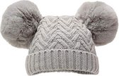 babymuts pompoms Chevron acryl grijs maat M