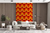 Behang - Fotobehang Design - Retro - Rood - Abstract - Breedte 225 cm x hoogte 350 cm