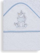 badcape Eenhoorn junior 100 cm katoen wit/blauw