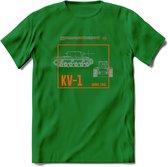 KV-1 Heavy tank leger T-Shirt | Unisex Army Tank Kleding | Dames / Heren Tanks ww2 shirt | Blueprint | Grappig bouwpakket Cadeau - Donker Groen - L