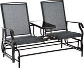 Outsunny Banc de jardin en métal chaise à bascule chaise de jardin 2 places avec balançoire de table marron 84A-011