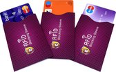 RFID pinpas creditcard hoesjes Paars ( 3 Pack ) ID kaart beschermers / RFID Blocker / NFC Bankpas en Creditcard RFID Beschermhoesjes / rfid pasjeshouder.