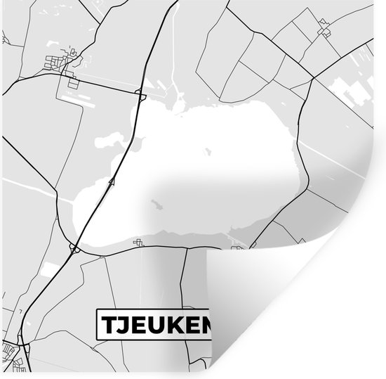 Muurstickers - Sticker Folie - Nederland - Tjeukemeer - Plattegrond - Stadskaart - Kaart - 80x80 cm - Plakfolie - Muurstickers Kinderkamer - Zelfklevend Behang - Zelfklevend behangpapier - Stickerfolie