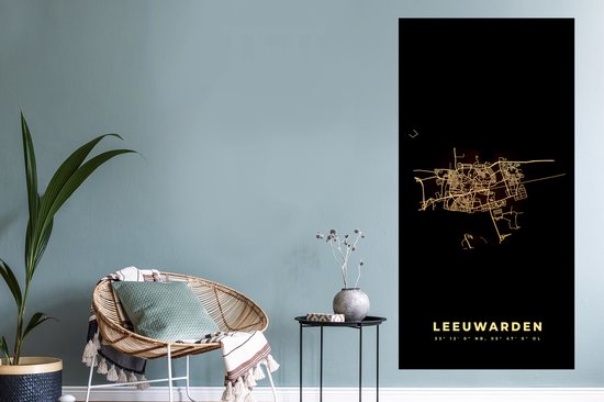 Stickers muraux - Leeuwarden - Carte - Plan de la ville - Plan d'étage - 60x120 cm - Feuille adhésive