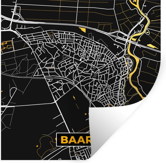 Stickers muraux - Baarn - Black and Gold et Or - Plan de la ville - Carte - Plan d'étage - 80x80 cm - Feuille adhésive