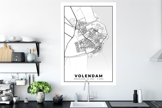 Stickers muraux - Carte - Volendam - 80x120 cm - Feuille adhésive - Plan de la ville